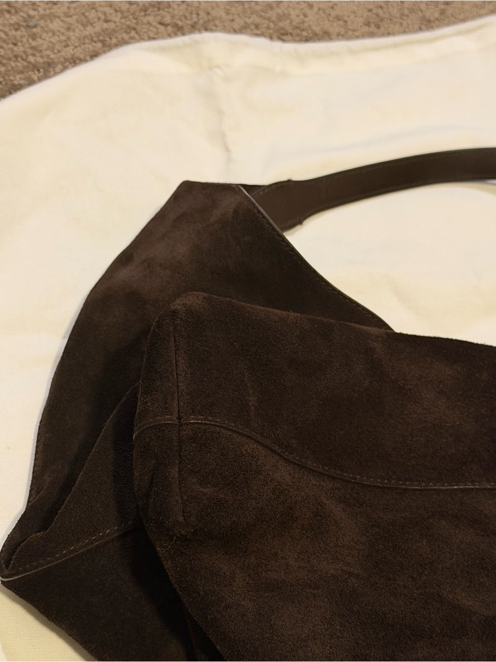 Madewell Dark Carob Large Mylie Suede Shoulder Hobo Bag - Picture 8 of 10